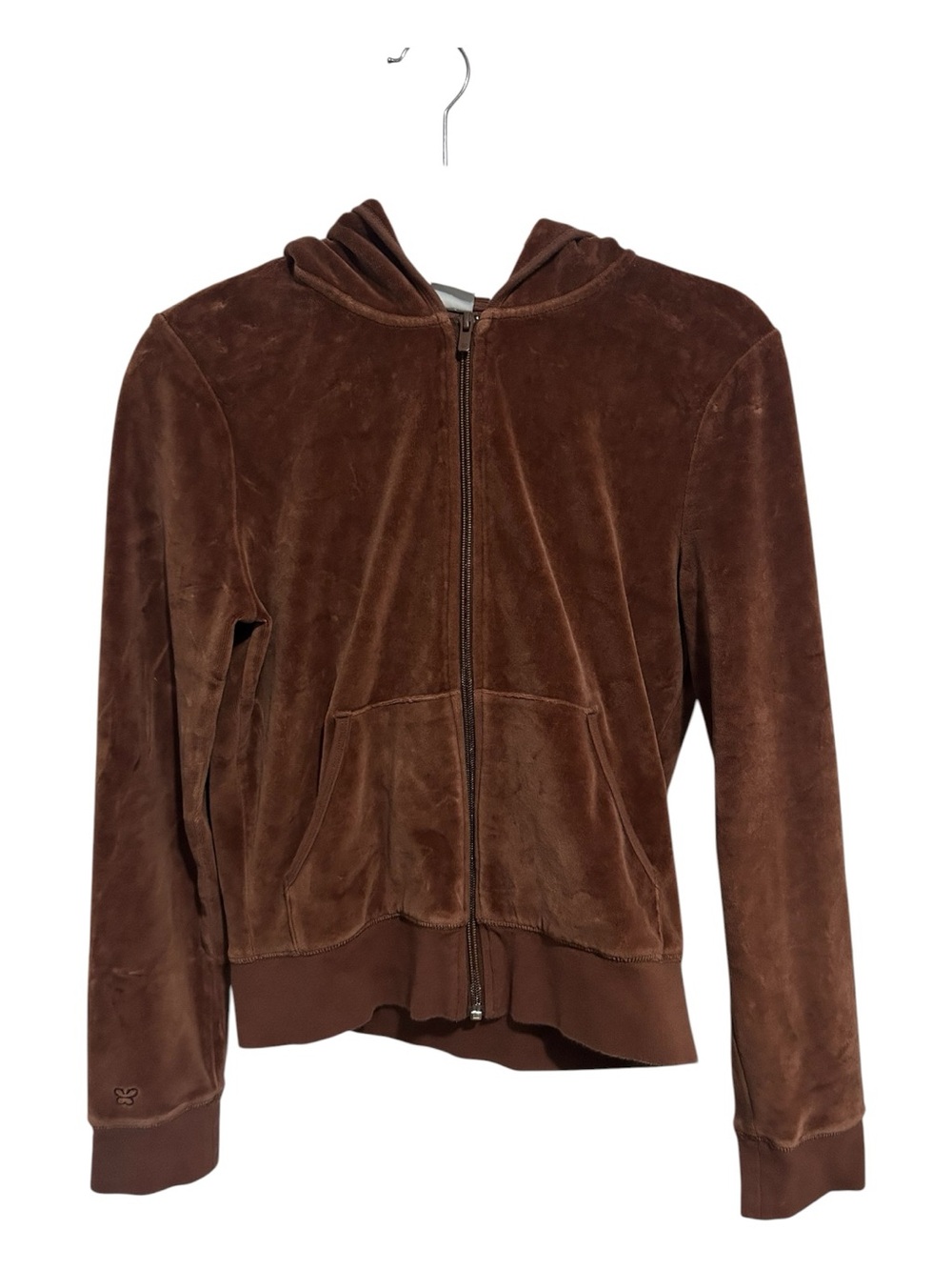 Aritzia Sunday Best Brown Velour Zip Hoodie Sweater